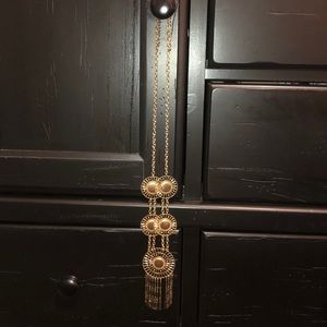 Gold medallion long necklace